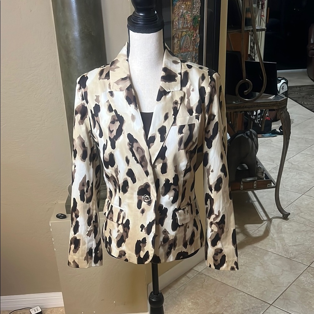 Brown and Black Animal Print Blazer